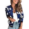 imageECOWISH Womens Casual Floral Zip Up Bomber Jacket Coat Lightweight Short Camo No Lining Outwear Tops Windbreaker with Pocket333navy Blue