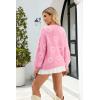 imageECOWISH Women Floral Cropped Cardigan Fall Long Sleeve Open Front Fuzzy Daisy Print Knit Sweaters Casual Y2k Outerwear460pink