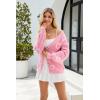 imageECOWISH Women Floral Cropped Cardigan Fall Long Sleeve Open Front Fuzzy Daisy Print Knit Sweaters Casual Y2k Outerwear460pink