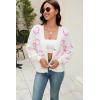 imageECOWISH Women Floral Cropped Cardigan Fall Long Sleeve Open Front Fuzzy Daisy Print Knit Sweaters Casual Y2k Outerwear460white