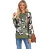 imageECOWISH Women Side Split Sweatshirt Fall Crewneck Long Sleeve Oversized Camo Shirts Casual Camouflage Print Pullover Tops017 Green Flower