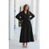 imageECOWISH Womens Maxi Shirt Dress  2026 Long Sleeve Button Casual Fall Aline Work Tiered Dresses with Belt and PocketsBlack