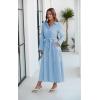 imageECOWISH Womens Maxi Shirt Dress  2026 Long Sleeve Button Casual Fall Aline Work Tiered Dresses with Belt and PocketsBlue