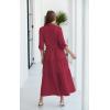imageECOWISH Womens Maxi Shirt Dress  2026 Long Sleeve Button Casual Fall Aline Work Tiered Dresses with Belt and PocketsWine Red