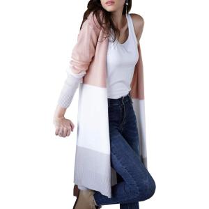 imageECOWISH Women Cardigan Sweaters Long Floral Striped Winter Fall Long Sleeve Open Front Cozy Knitted Daisy Fuzzy Coats OutwearL996 Pink