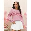 image:imageECOWISH Bow Sweater Women Valentine Casual Long Sleeve Knit Tops Crew Neck Jumper Pullover Oversized Outfit Fall Winter 2026Pink