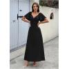 image:imageECOWISH Womens Summer Maxi Dresses 2026 Casual Flutter Short Sleeve Twist Front Long Flowy Wedding Guest Dress with Pockets482black