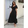image:imageECOWISH Womens Summer Maxi Dresses 2026 Casual Flutter Short Sleeve Twist Front Long Flowy Wedding Guest Dress with Pockets482black
