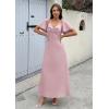 image:imageECOWISH Womens Summer Maxi Dresses 2026 Casual Flutter Short Sleeve Twist Front Long Flowy Wedding Guest Dress with Pockets482pink