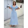 image:imageECOWISH Womens Summer Maxi Dresses 2026 Casual Flutter Short Sleeve Twist Front Long Flowy Wedding Guest Dress with Pockets482sky Blue