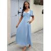 image:imageECOWISH Womens Summer Maxi Dresses 2026 Casual Flutter Short Sleeve Twist Front Long Flowy Wedding Guest Dress with Pockets482sky Blue