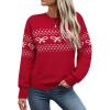 image:imageECOWISH Bow Sweater Women Valentine Casual Long Sleeve Knit Tops Crew Neck Jumper Pullover Oversized Outfit Fall Winter 2026Red