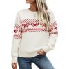 image:imageECOWISH Bow Sweater Women Valentine Casual Long Sleeve Knit Tops Crew Neck Jumper Pullover Oversized Outfit Fall Winter 2026White