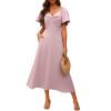 image:imageECOWISH Womens Summer Maxi Dresses 2026 Casual Flutter Short Sleeve Twist Front Long Flowy Wedding Guest Dress with Pockets482pink