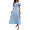 image:imageECOWISH Womens Summer Maxi Dresses 2026 Casual Flutter Short Sleeve Twist Front Long Flowy Wedding Guest Dress with Pockets482sky Blue