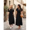 image:imageECOWISH Summer Maxi Dress for Women Casual Flowy V Neck Short Sleeve A Line Empire Waist Tiered Long Dresses with Pockets25black