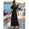 image:imageECOWISH Summer Maxi Dress for Women Casual Flowy V Neck Short Sleeve A Line Empire Waist Tiered Long Dresses with Pockets25black