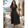 image:imageECOWISH Summer Maxi Dress for Women Casual Flowy V Neck Short Sleeve A Line Empire Waist Tiered Long Dresses with Pockets25black