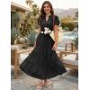 image:imageECOWISH Summer Maxi Dress for Women Casual Flowy V Neck Short Sleeve A Line Empire Waist Tiered Long Dresses with Pockets25black