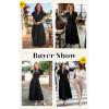 image:imageECOWISH Summer Maxi Dress for Women Casual Flowy V Neck Short Sleeve A Line Empire Waist Tiered Long Dresses with Pockets25black