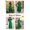 image:imageECOWISH Summer Maxi Dress for Women Casual Flowy V Neck Short Sleeve A Line Empire Waist Tiered Long Dresses with Pockets25green