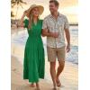 image:imageECOWISH Summer Maxi Dress for Women Casual Flowy V Neck Short Sleeve A Line Empire Waist Tiered Long Dresses with Pockets25green