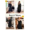 image:imageECOWISH Summer Maxi Dress for Women Casual Flowy V Neck Short Sleeve A Line Empire Waist Tiered Long Dresses with Pockets63black