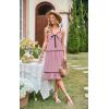 image:imageECOWISH Women 2026 Summer Dresses Tie Front VNeck Spaghetti Strap Button Down ALine Backless Swing Midi Dress432 Pink