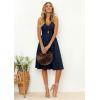 image:imageECOWISH Women 2026 Summer Dresses Tie Front VNeck Spaghetti Strap Button Down ALine Backless Swing Midi Dress494 Navy Blue