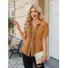 image:imageECOWISH Womens Button Down Shirt  Peter Pan Collar Cotton Blouse Summer Dressy Short Sleeve Loose Fit Work TopsOrange