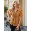 image:imageECOWISH Womens Button Down Shirt  Peter Pan Collar Cotton Blouse Summer Dressy Short Sleeve Loose Fit Work TopsOrange
