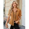 image:imageECOWISH Womens Button Down Shirt  Peter Pan Collar Cotton Blouse Summer Dressy Short Sleeve Loose Fit Work TopsOrange