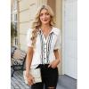 image:imageECOWISH Womens Button Down Shirt  Peter Pan Collar Cotton Blouse Summer Dressy Short Sleeve Loose Fit Work TopsWhite