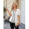 image:imageECOWISH Womens Button Down Shirt  Peter Pan Collar Cotton Blouse Summer Dressy Short Sleeve Loose Fit Work TopsWhite