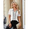 image:imageECOWISH Womens Button Down Shirt  Peter Pan Collar Cotton Blouse Summer Dressy Short Sleeve Loose Fit Work TopsWhite
