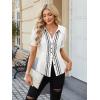 image:imageECOWISH Womens Button Down Shirt  Peter Pan Collar Cotton Blouse Summer Dressy Short Sleeve Loose Fit Work TopsWhite