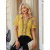 image:imageECOWISH Womens Button Down Shirt  Peter Pan Collar Cotton Blouse Summer Dressy Short Sleeve Loose Fit Work TopsYellow
