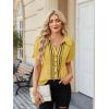 image:imageECOWISH Womens Button Down Shirt  Peter Pan Collar Cotton Blouse Summer Dressy Short Sleeve Loose Fit Work TopsYellow