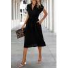 image:imageECOWISH Womens Casual Midi Dresses Solid V Neck Short Sleeve Button Shirt Belted Dress with Pockets for Spring Summer 2026Ablack