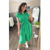 image:imageECOWISH Womens Casual Midi Dresses Solid V Neck Short Sleeve Button Shirt Belted Dress with Pockets for Spring Summer 2026Agreen