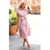 image:imageECOWISH Womens Casual Midi Dresses Solid V Neck Short Sleeve Button Shirt Belted Dress with Pockets for Spring Summer 2026Blight Pink