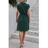 image:imageECOWISH Womens Casual Midi Dresses Solid V Neck Short Sleeve Button Shirt Belted Dress with Pockets for Spring Summer 2026Ddark Green