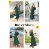 image:imageECOWISH Womens Midi Dress Summer Casual A Line Maxi Shirt Dresses Spring Short Sleeve Button Front V Neck Pockets Work DressGreen