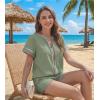 image:imageECOWISH Womens Summer 2 Piece Outfit VNeck Babydoll Top amp Shorts Set Lightweight Lounge Set for Beach Vacation Casua WearArmy Green