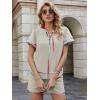 image:imageECOWISH Womens Summer 2 Piece Outfit VNeck Babydoll Top amp Shorts Set Lightweight Lounge Set for Beach Vacation Casua WearBeige