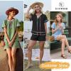 image:imageECOWISH Womens Summer 2 Piece Outfit VNeck Babydoll Top amp Shorts Set Lightweight Lounge Set for Beach Vacation Casua WearBlack