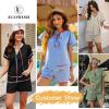 image:imageECOWISH Womens Summer 2 Piece Outfit VNeck Babydoll Top amp Shorts Set Lightweight Lounge Set for Beach Vacation Casua WearLight Blue