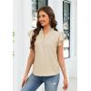 image:imageECOWISH Womens Summer Tops Dressy Casual Ruffle V Neck Short Sleeve Blouses Swiss Dot Flowy Shirt Trendy 2026Beige