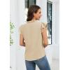 image:imageECOWISH Womens Summer Tops Dressy Casual Ruffle V Neck Short Sleeve Blouses Swiss Dot Flowy Shirt Trendy 2026Beige