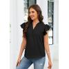 image:imageECOWISH Womens Summer Tops Dressy Casual Ruffle V Neck Short Sleeve Blouses Swiss Dot Flowy Shirt Trendy 2026Black